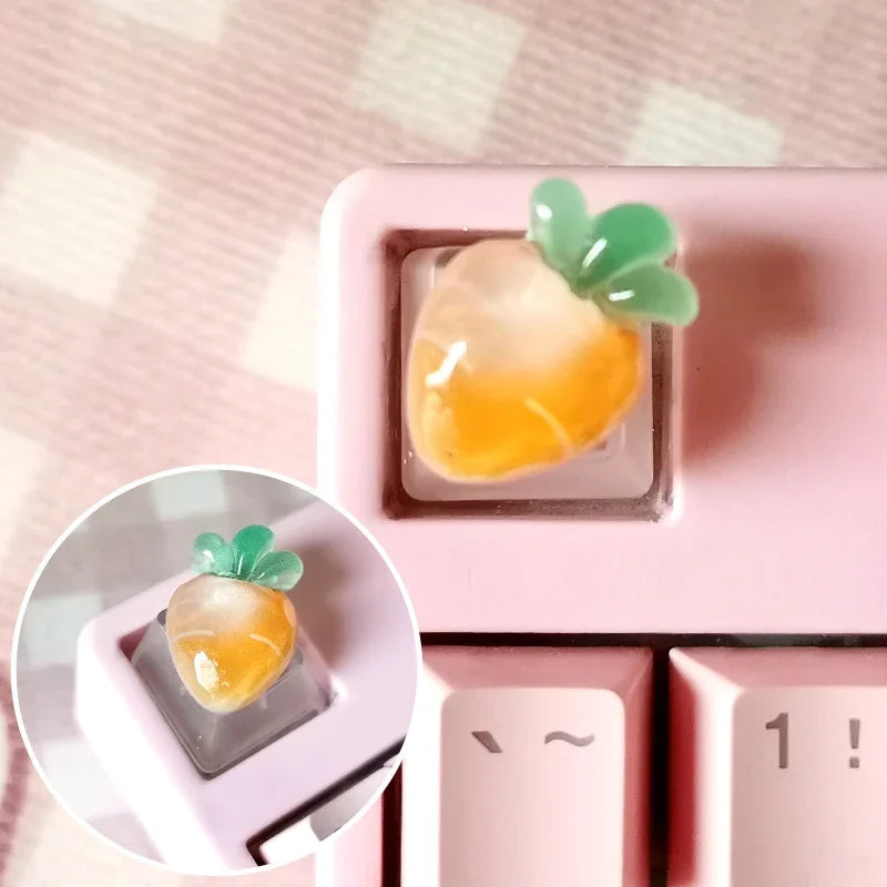 1pc Cute Fruit Transparent Keycap for Cherry Axis Mechanical Keyboard Pink Strawberry Peach ESC Supplement OEM R4 Keycap Gift