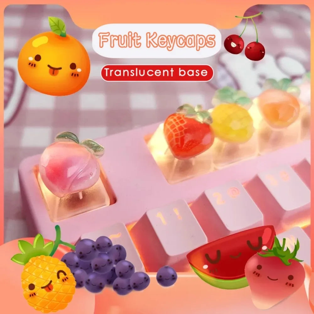1pc Cute Fruit Transparent Keycap for Cherry Axis Mechanical Keyboard Pink Strawberry Peach ESC Supplement OEM R4 Keycap Gift