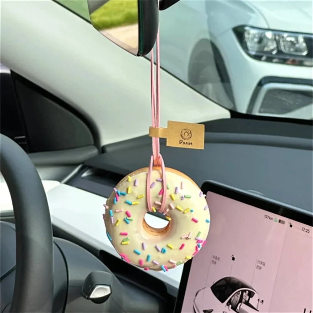Simulated Baked Food Pendant Souvenir Gift Box Car Hanging Display Props Realistic Rearview Mirror Decora Bagel Fake Egg Tart