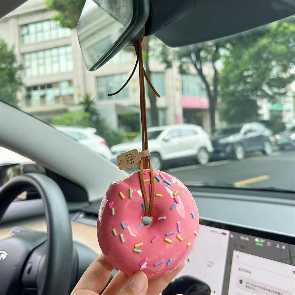 Simulated Baked Food Pendant Souvenir Gift Box Car Hanging Display Props Realistic Rearview Mirror Decora Bagel Fake Egg Tart