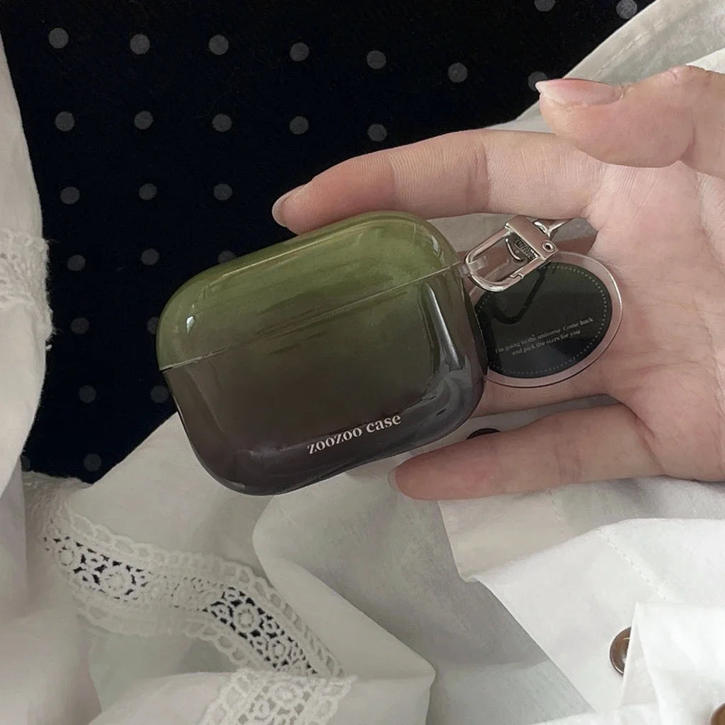Simplicity Solid Color Gradient Round Pendant Shockproof Protective Case Cover for AirPods 1 2 3 4 AirPods Pro Pro 2