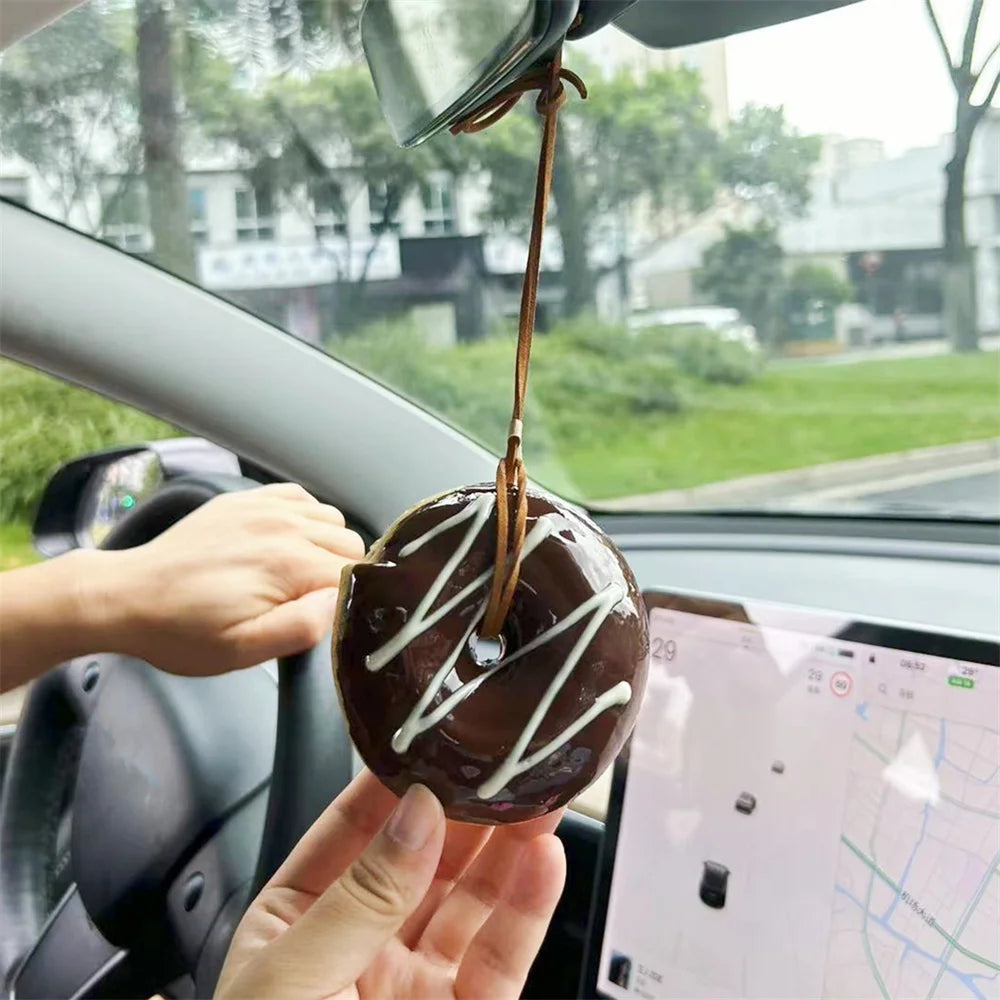 Simulated Baked Food Pendant Souvenir Gift Box Car Hanging Display Props Realistic Rearview Mirror Decora Bagel Fake Egg Tart