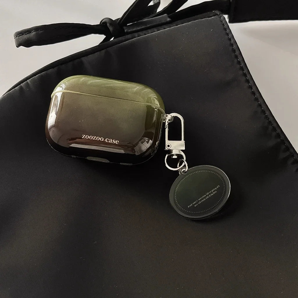 Simplicity Solid Color Gradient Round Pendant Shockproof Protective Case Cover for AirPods 1 2 3 4 AirPods Pro Pro 2