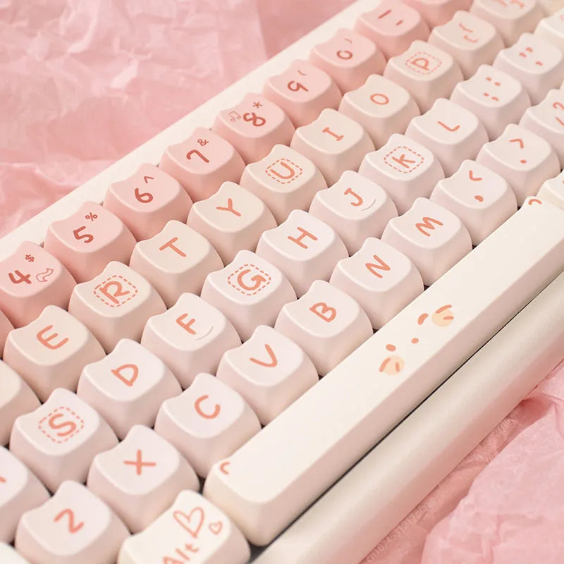 Sea Salt Cat Key Cap Party Pink Keycap MAO Profile Replacement Keycaps for Mechanical Keyboard 61 64 68 78 84 87 96 98 104 108