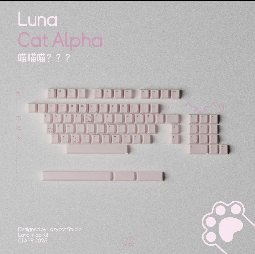 Cat Sauce Theme Pink Keycaps Set PBT PC Keyboard Caps Transparent Cherry Profile Keycaps for Mechanical Keyboard Accessories