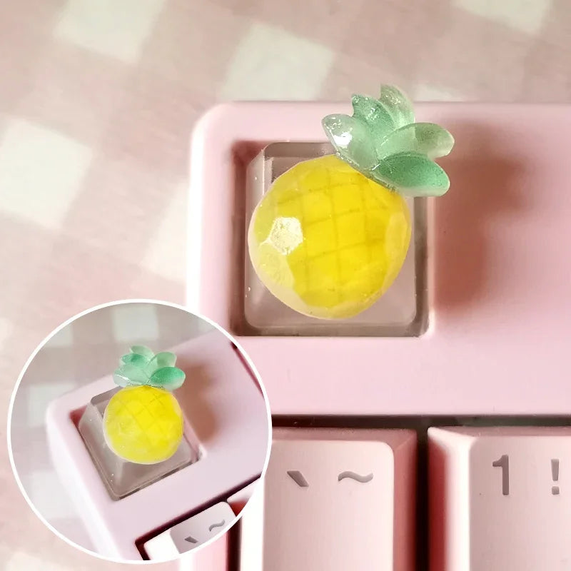 1pc Cute Fruit Transparent Keycap for Cherry Axis Mechanical Keyboard Pink Strawberry Peach ESC Supplement OEM R4 Keycap Gift