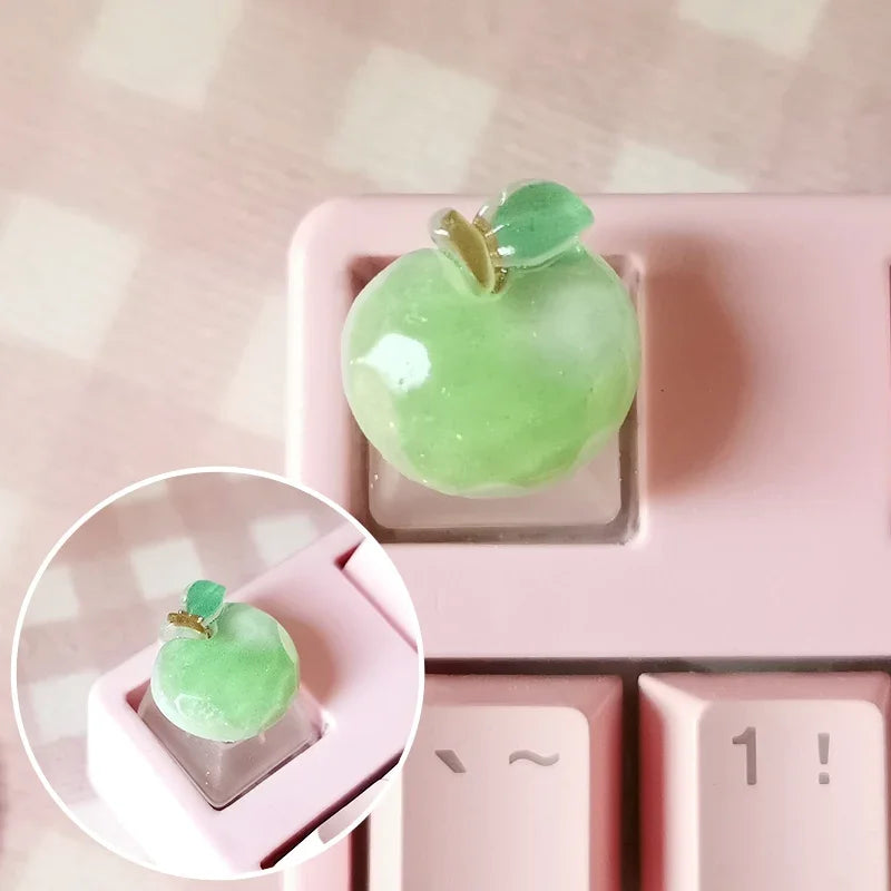 1pc Cute Fruit Transparent Keycap for Cherry Axis Mechanical Keyboard Pink Strawberry Peach ESC Supplement OEM R4 Keycap Gift
