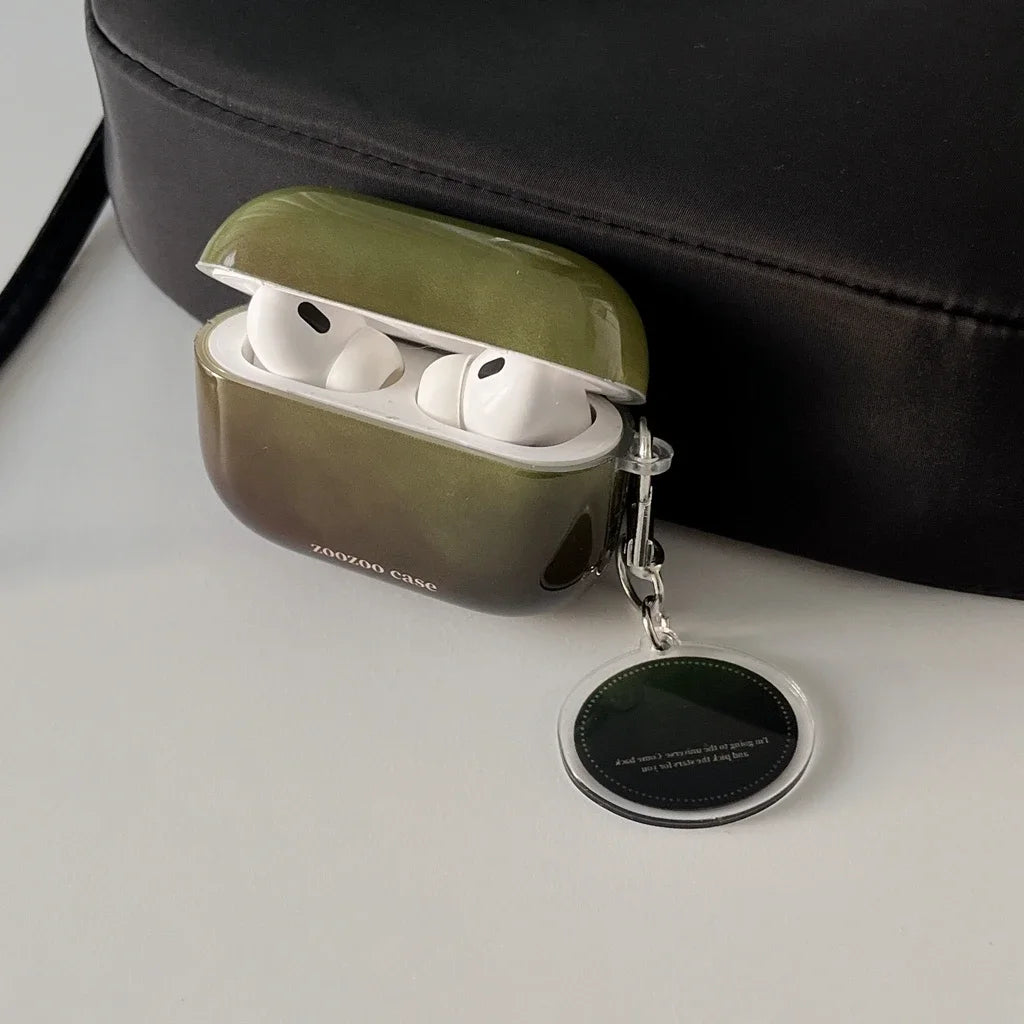 Simplicity Solid Color Gradient Round Pendant Shockproof Protective Case Cover for AirPods 1 2 3 4 AirPods Pro Pro 2