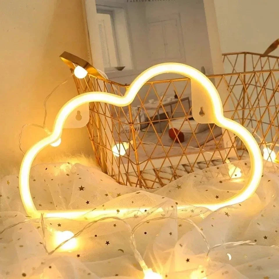 Lightning LED Neon Sign Clouds Night Light Battery/USB Operated for Children's Room Party Birthday Home Bar Gift Decoration