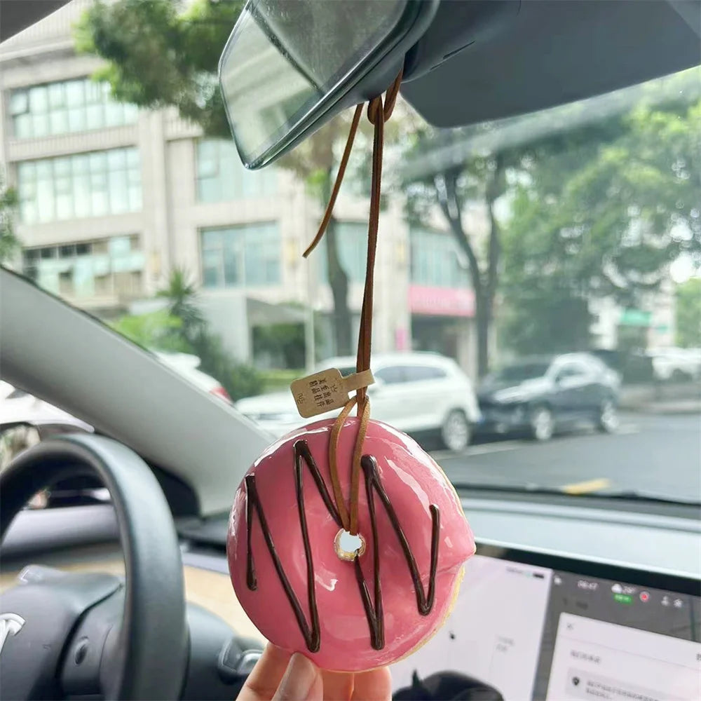 Simulated Baked Food Pendant Souvenir Gift Box Car Hanging Display Props Realistic Rearview Mirror Decora Bagel Fake Egg Tart