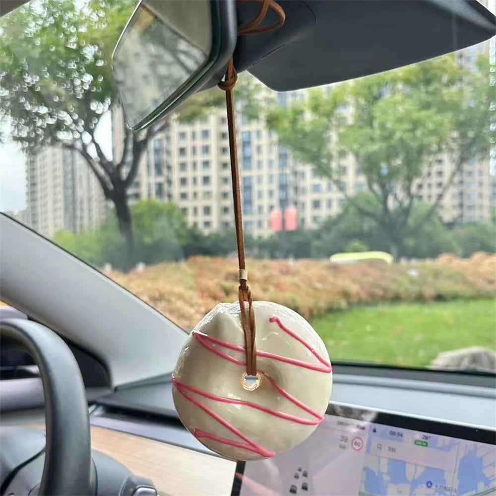 Simulated Baked Food Pendant Souvenir Gift Box Car Hanging Display Props Realistic Rearview Mirror Decora Bagel Fake Egg Tart