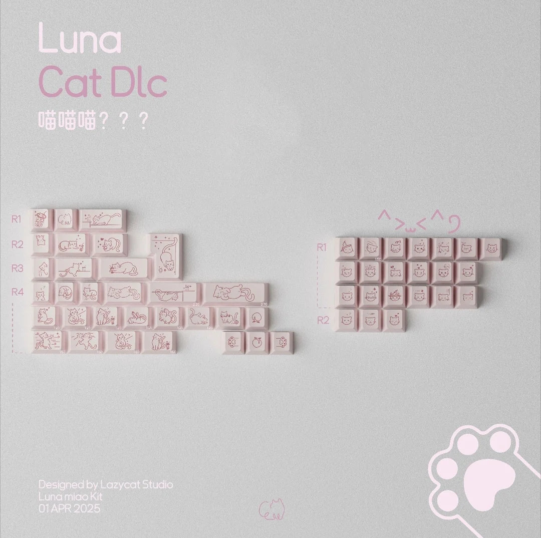 Cat Sauce Theme Pink Keycaps Set PBT PC Keyboard Caps Transparent Cherry Profile Keycaps for Mechanical Keyboard Accessories