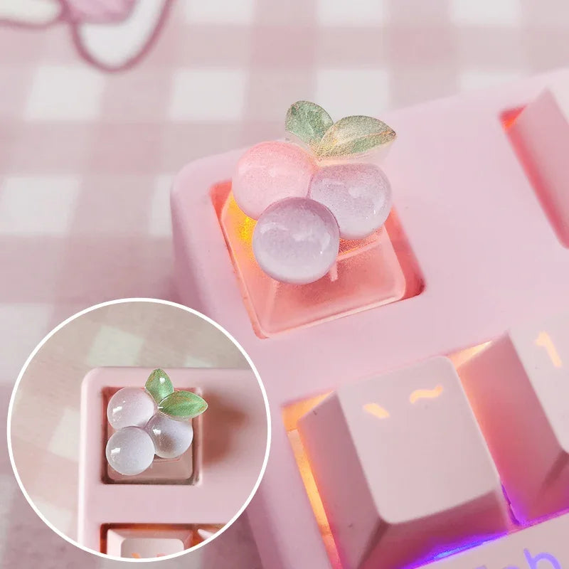 1pc Cute Fruit Transparent Keycap for Cherry Axis Mechanical Keyboard Pink Strawberry Peach ESC Supplement OEM R4 Keycap Gift