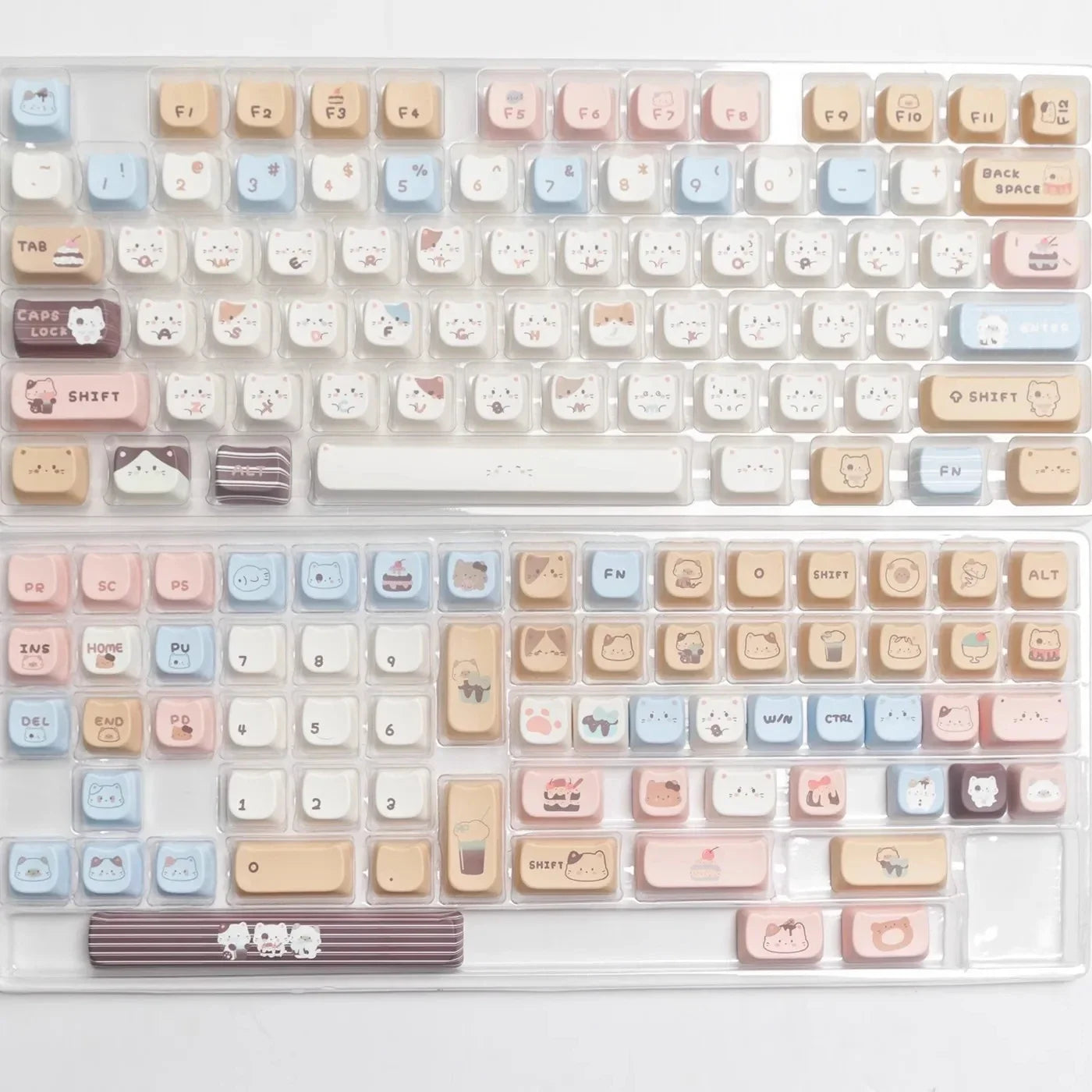 Sea Salt Cat Key Cap Party Pink Keycap MAO Profile Replacement Keycaps for Mechanical Keyboard 61 64 68 78 84 87 96 98 104 108