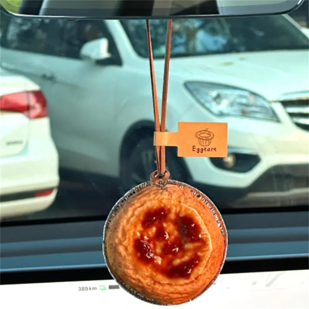 Simulated Baked Food Pendant Souvenir Gift Box Car Hanging Display Props Realistic Rearview Mirror Decora Bagel Fake Egg Tart