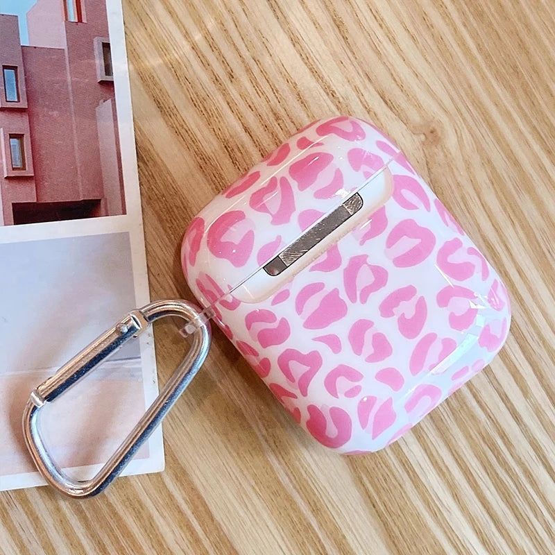 Simple and cute Pink leopard print Suitable For AirPods 3 2 1 Pro2 Pro Film Soft Case Headphone Cover Protective Cover