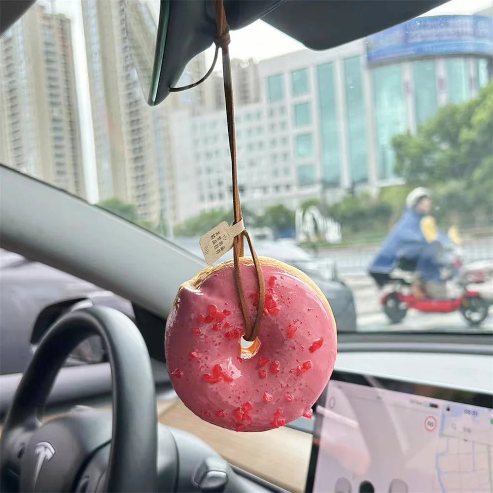 Simulated Baked Food Pendant Souvenir Gift Box Car Hanging Display Props Realistic Rearview Mirror Decora Bagel Fake Egg Tart