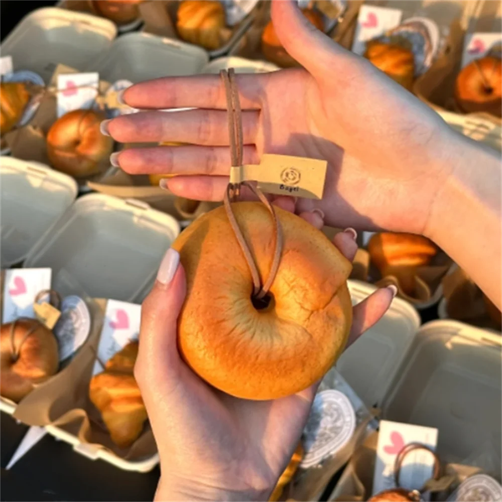 Simulated Baked Food Pendant Souvenir Gift Box Car Hanging Display Props Realistic Rearview Mirror Decora Bagel Fake Egg Tart