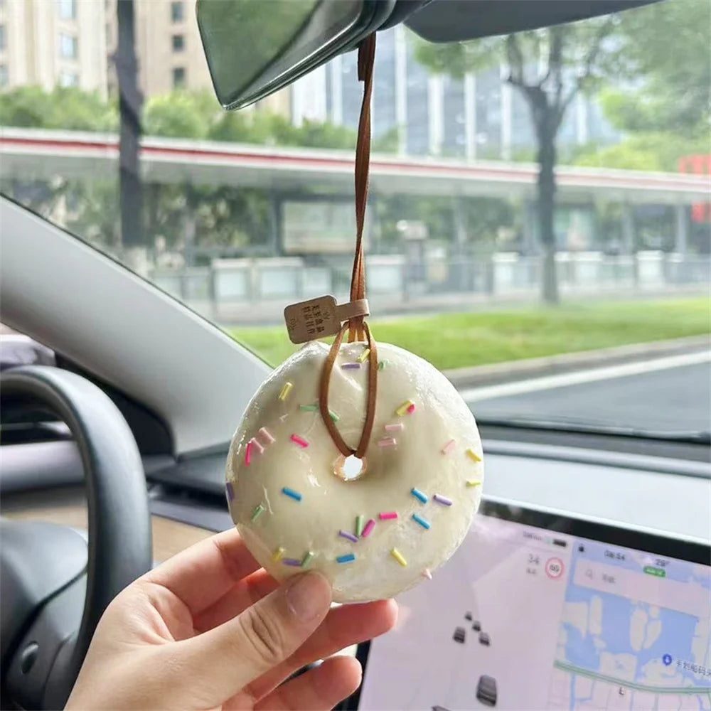 Simulated Baked Food Pendant Souvenir Gift Box Car Hanging Display Props Realistic Rearview Mirror Decora Bagel Fake Egg Tart