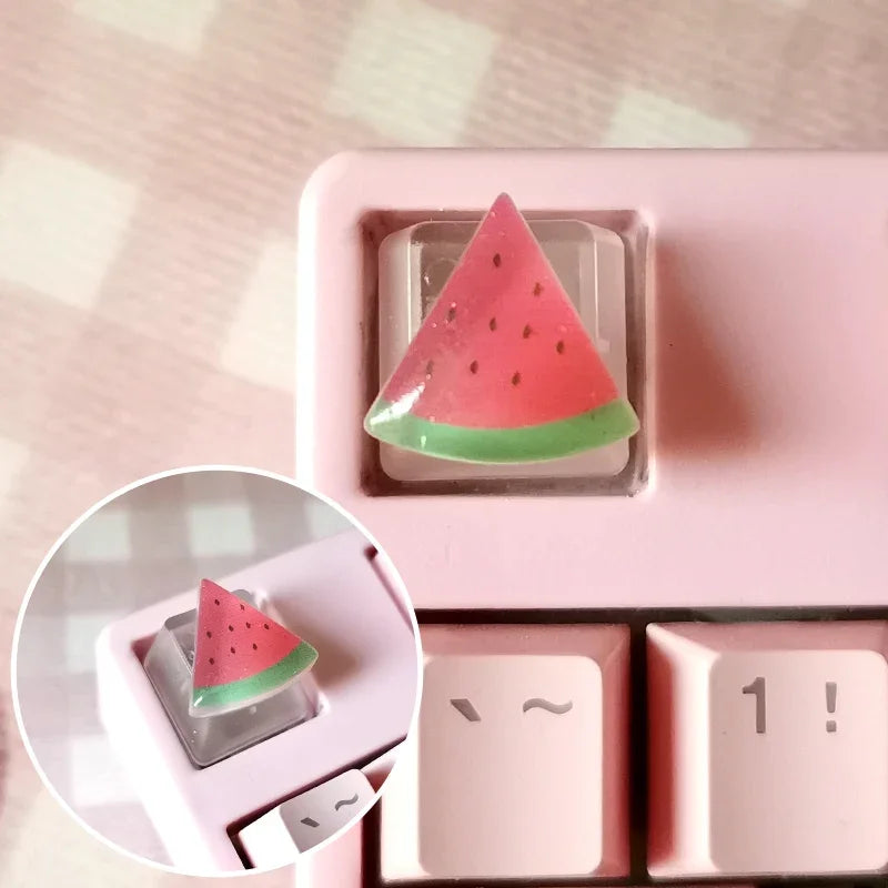 1pc Cute Fruit Transparent Keycap for Cherry Axis Mechanical Keyboard Pink Strawberry Peach ESC Supplement OEM R4 Keycap Gift