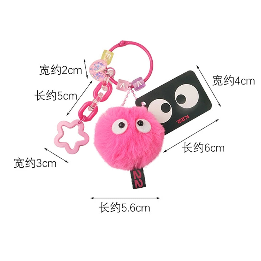 Cute Plush Coal Keychain Cartoon Spirit Doll Pendant Keyring for Earphone Case Charm Women Bag Ornaments Car Key Accessories