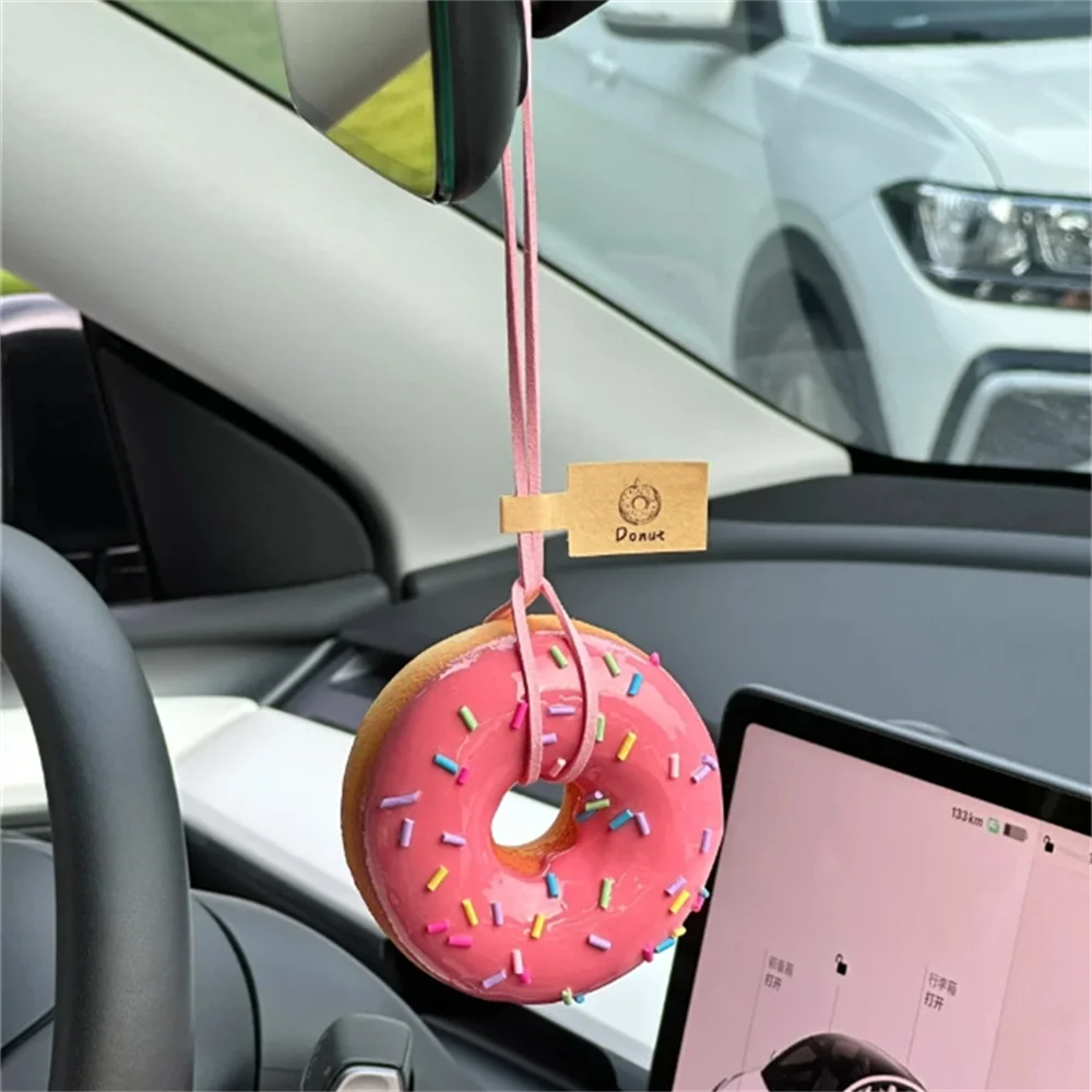 Simulated Baked Food Pendant Souvenir Gift Box Car Hanging Display Props Realistic Rearview Mirror Decora Bagel Fake Egg Tart