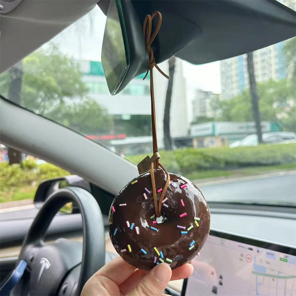 Simulated Baked Food Pendant Souvenir Gift Box Car Hanging Display Props Realistic Rearview Mirror Decora Bagel Fake Egg Tart
