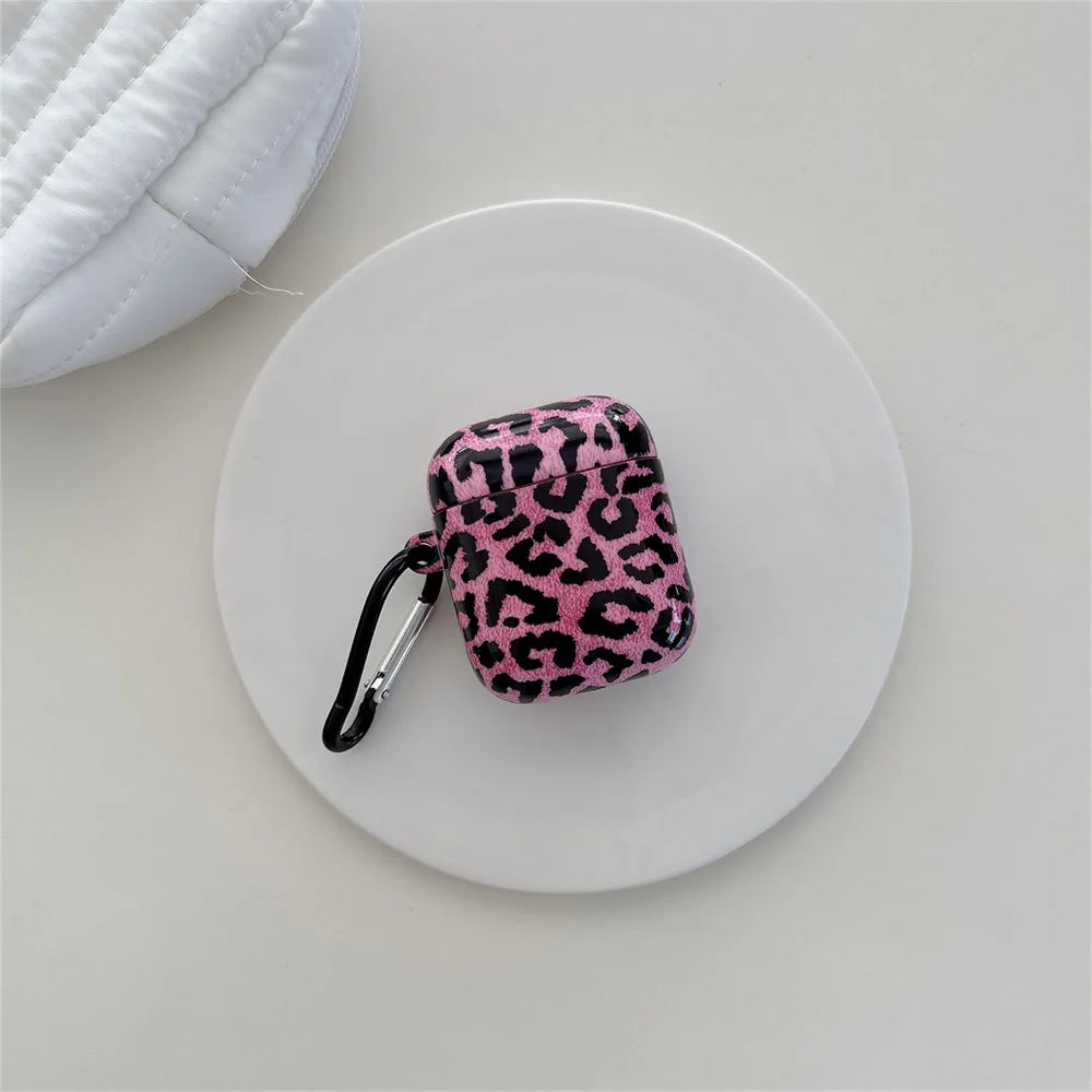 For AirPods 4 Case with Keychain Cute Pink Leopard Pattern Design Wireless Earphone Soft Protective Cover For AirPods 1 2 3 Pro2