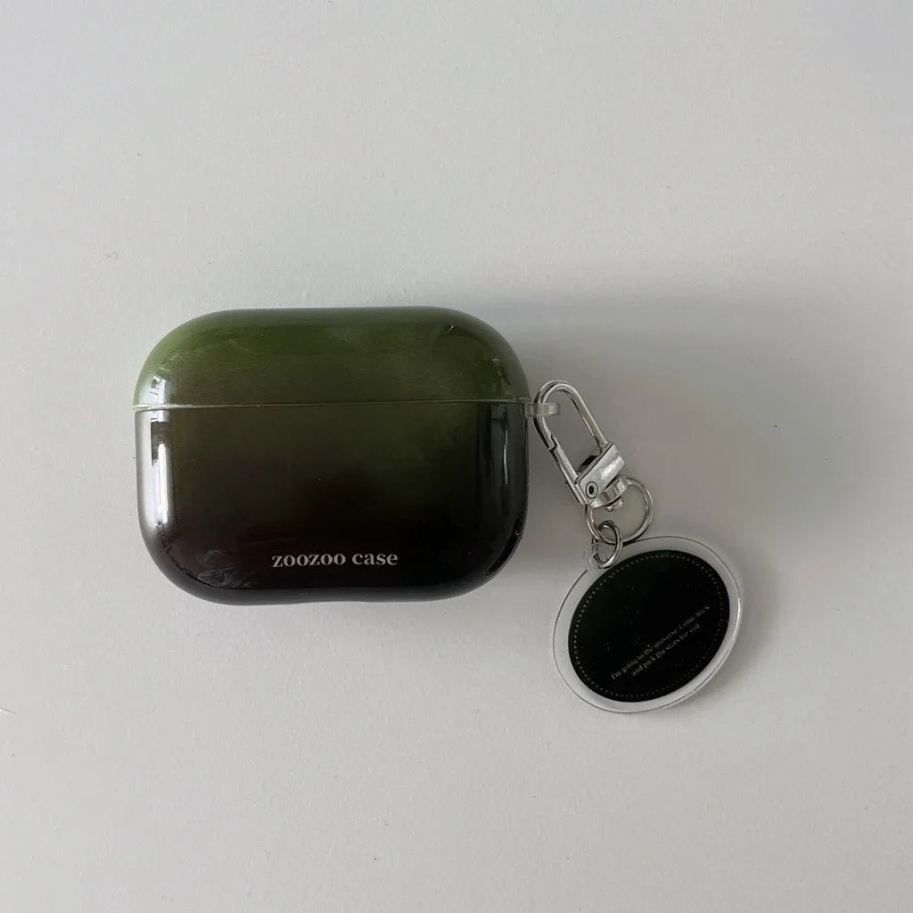 Simplicity Solid Color Gradient Round Pendant Shockproof Protective Case Cover for AirPods 1 2 3 4 AirPods Pro Pro 2
